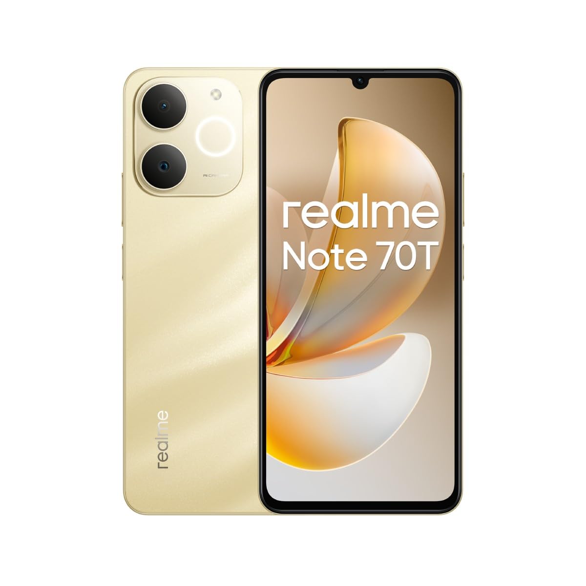 realme Note 70T ゴールド 4-64GB 2台セット realme Note 70T Smartphone, 4 + 256 GB, Durable Battery with 6,000