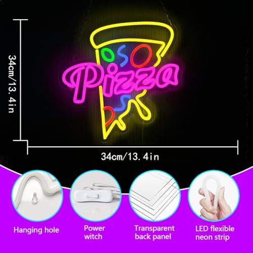 Image of Pizza Neon Sign Pizza LED Neon Light USB Powerd LED Signs Wall Decor Yellow Neon Lights for Pizzeria Kitchen Restaurant Bar Party Pub Cool Bedroom Decoration