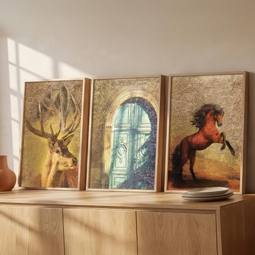 Image of Kotart Set of 3 Framed Painting for Wall Decoration Abstract Paintings Modern Art - Wall Painting for Living Room Bedroom - Paintings with Frame - Room Decor /Wall Decor - Set of 3 - D (Art 2, 13x17 inch)