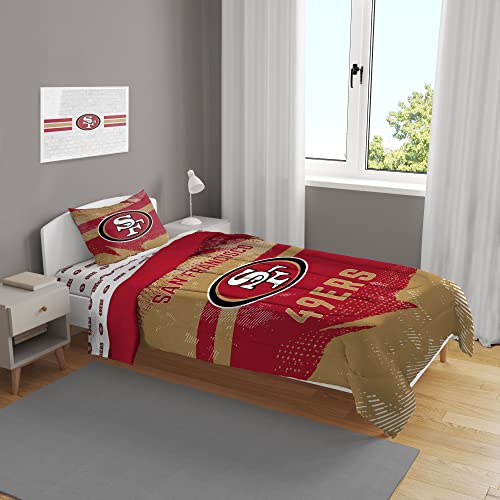 Pegasus Home Fashions San Francisco 49ers Slanted Stripe 4-Piece Twin Bed Set