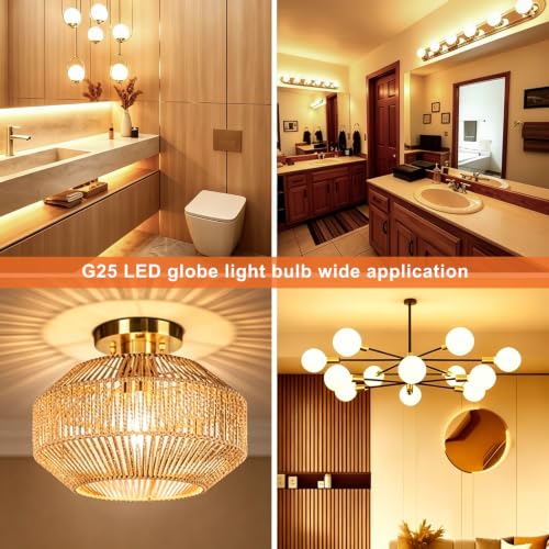 Vinaco Glass G25 led Globe Light Bulbs Dimmable 6W 120V 2700K for Bathroom by Vinaco - Used condition - Image 8