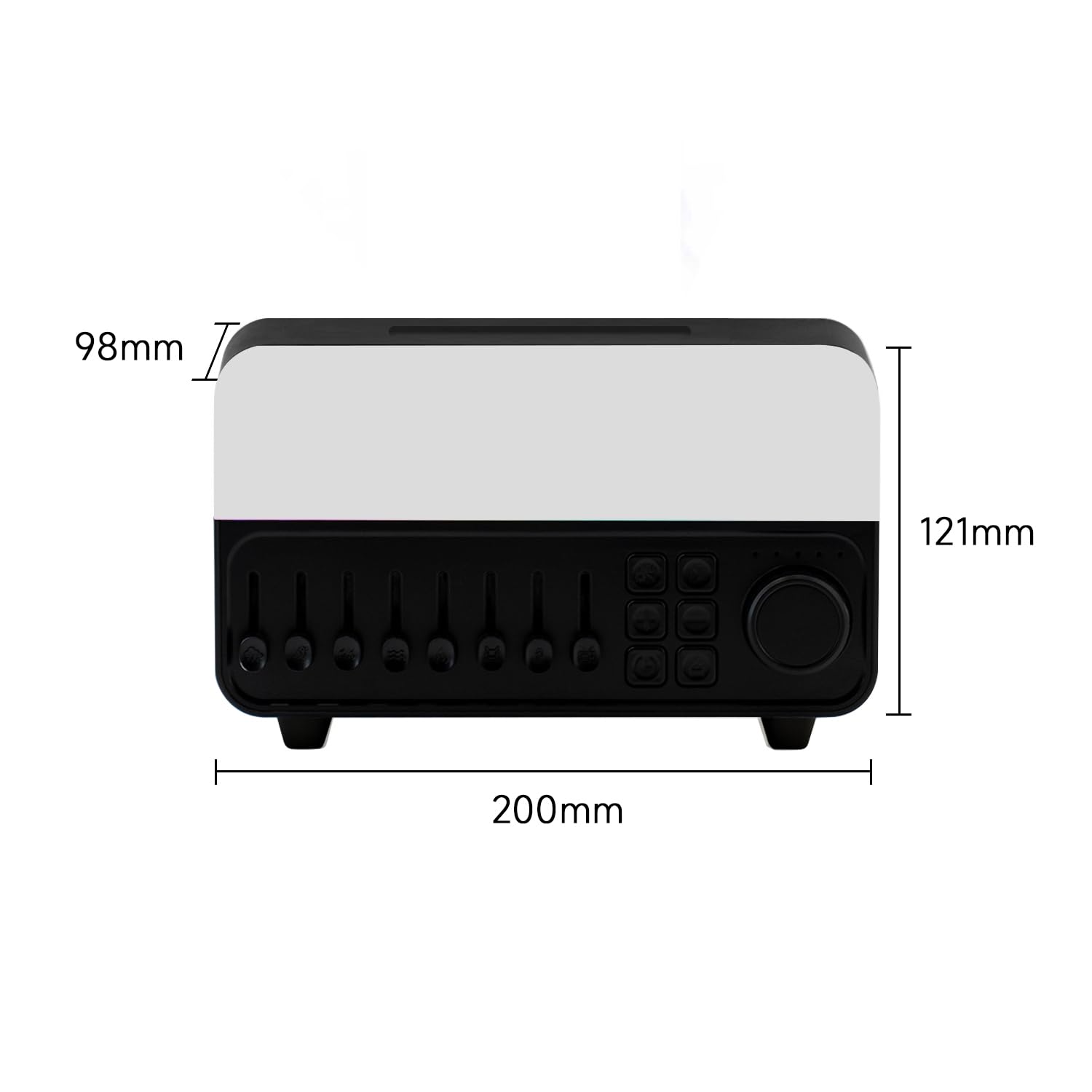 QUMOX A14 Umidificatore con Rumore Bianco, Effetto Fiamma, Speaker Bluetooth e Serbatoio 150ml – Nebulizzazione Ultrasonica, Luce RGB Respirante, Timer 5 Ore, per Camera da Letto e Ufficio Nero