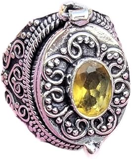 Faceted Citrine Ring, Poison Box Ring, Message Ring, Yellow Stone Ring, Openable Poison Ring, November Birthstone Ring, Boho Ring, Bridesmaid Gifts Ring, Poisoner Ring, Wedding Ring, Secret Compartment Box Ring, Natural Citrine Jewelry