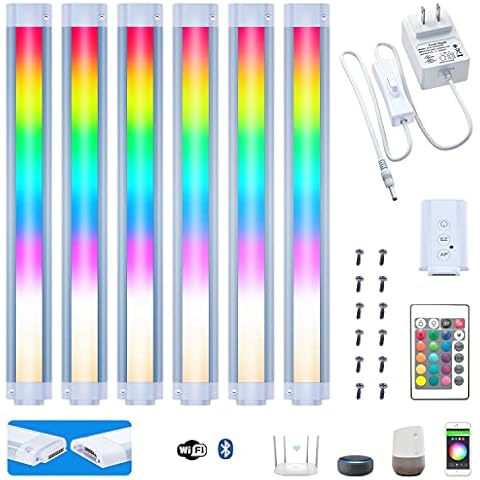 Plug in Under Cabinet Lighting Kit, Dimmable Kitchen Undercounter Lights, White & Color Ambiance Smart LED Bar Compatible with Alexa, Google Home. Under Counter Lights for Shelf, Sink, Desk, Closet. Cover