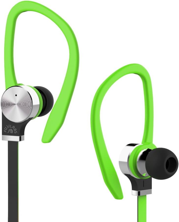 FujiLabs Sonique SQ306 Premium Titanium in-Ear Headphones Earphone Headset Earbud (Black with Green Highlights)