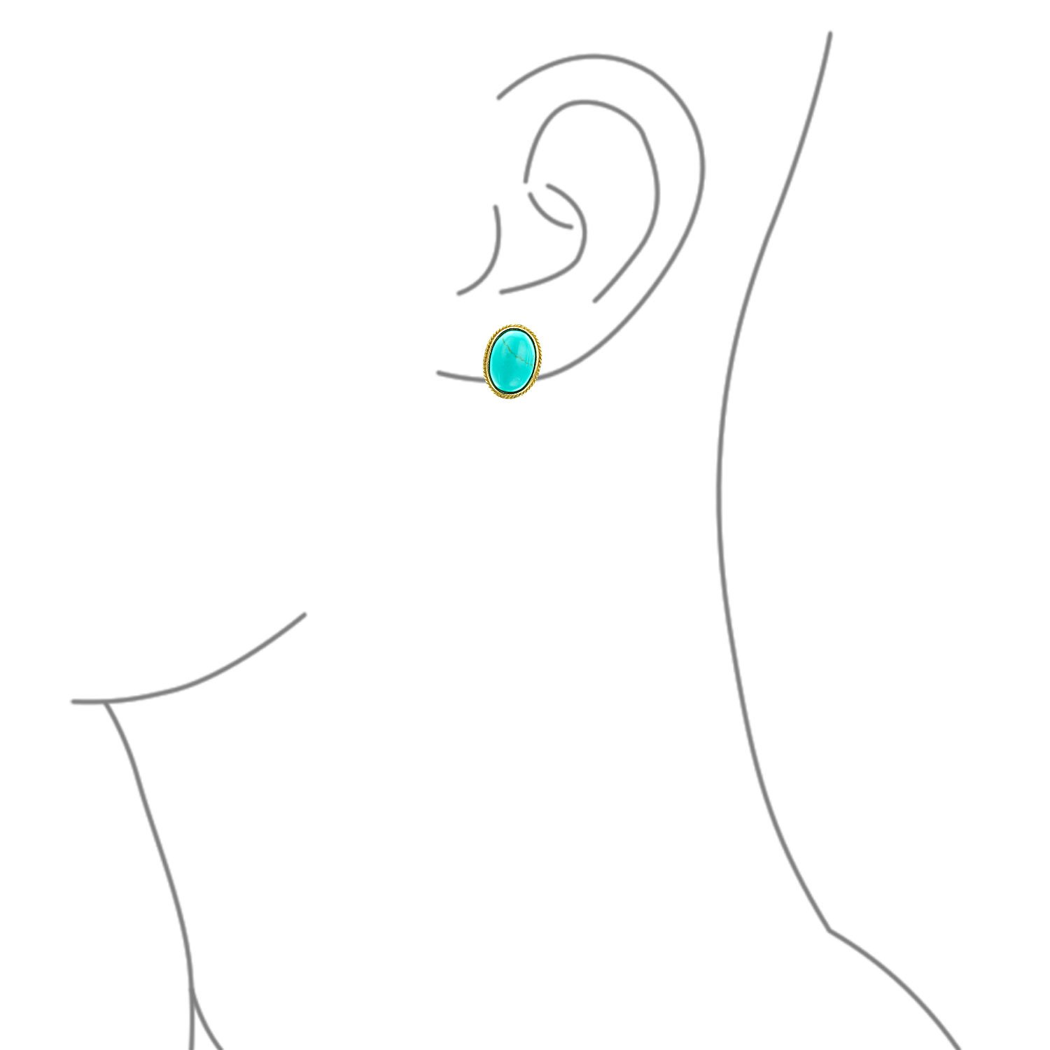 7Ct Oval Cabujón Oval Gemstones Cuerda Cable Bisel 14K Chapado En Oro .925 Plata De Ley Pendientescon Clip Para Mujer Sólo El Clip Es De Aleación