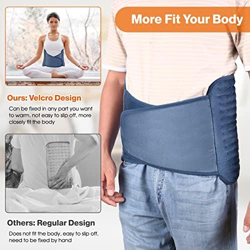 Heat Pad OneAmg 49"X12" Heating Pads for Back Pain Relief with 6 Heating Settings and Auto Shut Off Soft Machine Washable Electric Heat Pads with Velcro for Abdominal Neck Shoulder Pain Relief Blue
