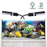 Espectro profesional, 5 niveles ajustables: la iluminación del acuario incluye 5 brillos ajustables (0% / 10% / 25% / 50% / 100%) y 88 combinaciones de LED de diferentes colores para simular la cobertura espectral adecuada para el crecimiento de coral. Además de proporcionar una fuente de luz más fuerte, estas fuentes proporcionan mejores espectros de crecimiento de algas y plantas que las fuentes estándar.