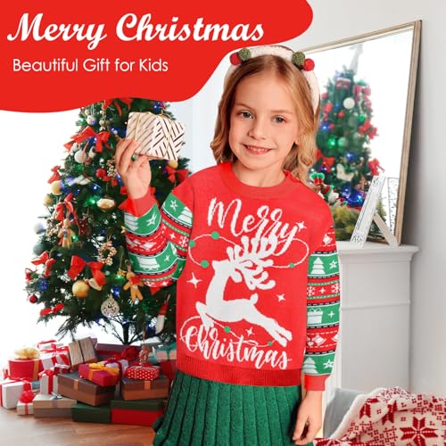 Girls Unicorn Sweaters Kids Long Sleeve Cable Knit Sweater Chunky Pullover Jumper Fall Winter4