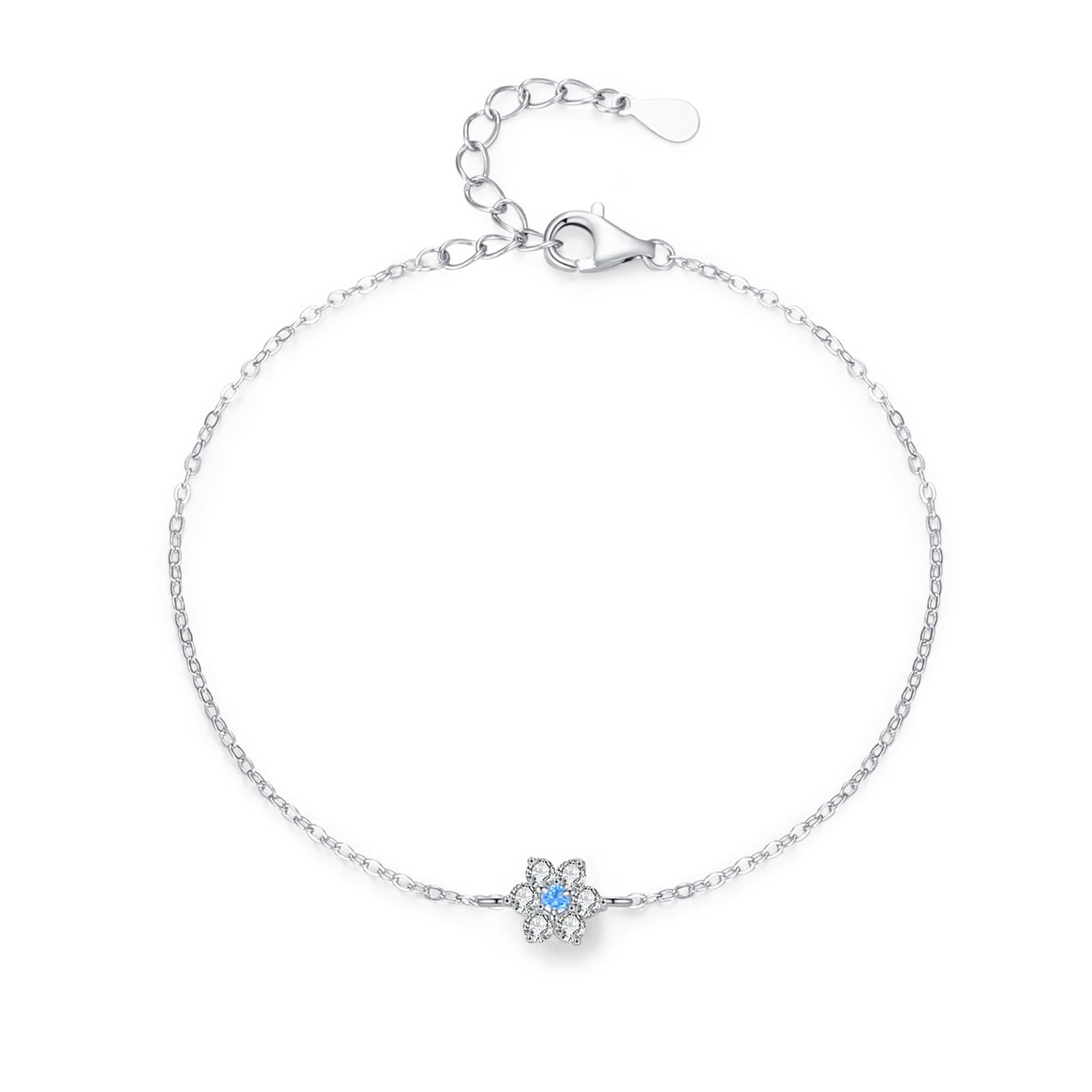 Pulsera de moda de flores para mujer con aguamarina y diamantes de laboratorio, pulsera de flores para mujer,