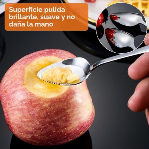 Miniatura 4 de 8 Piezas Cuchara De Puré De Fruta, Acero Inoxidable Pomelo Cucharas, Cuchara De Fruta, Cuchara De Postre, Cuchara Con Bordes Dentados Para Cavar Naranja, Manzana, Kiwi, Papaya, Helado, Pulpa De Fruta