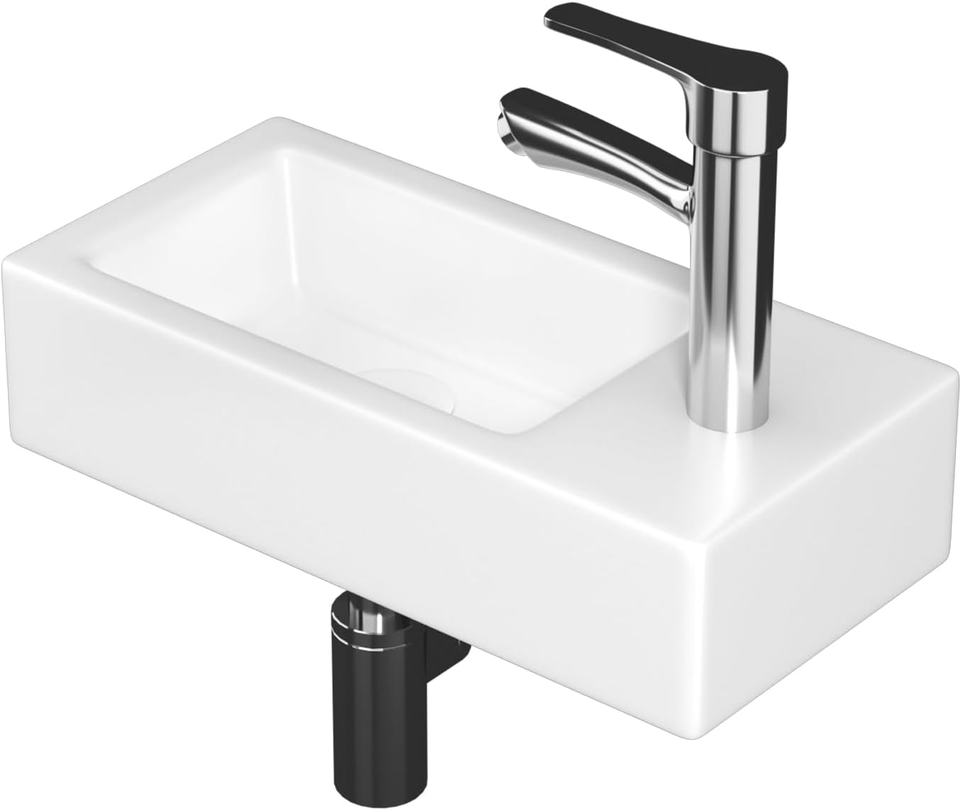 Small Bathroom Sink, Marble Wall Hung Basin Sink Rectangle Ceramic Wash Basin (Right Hand Sink ...
