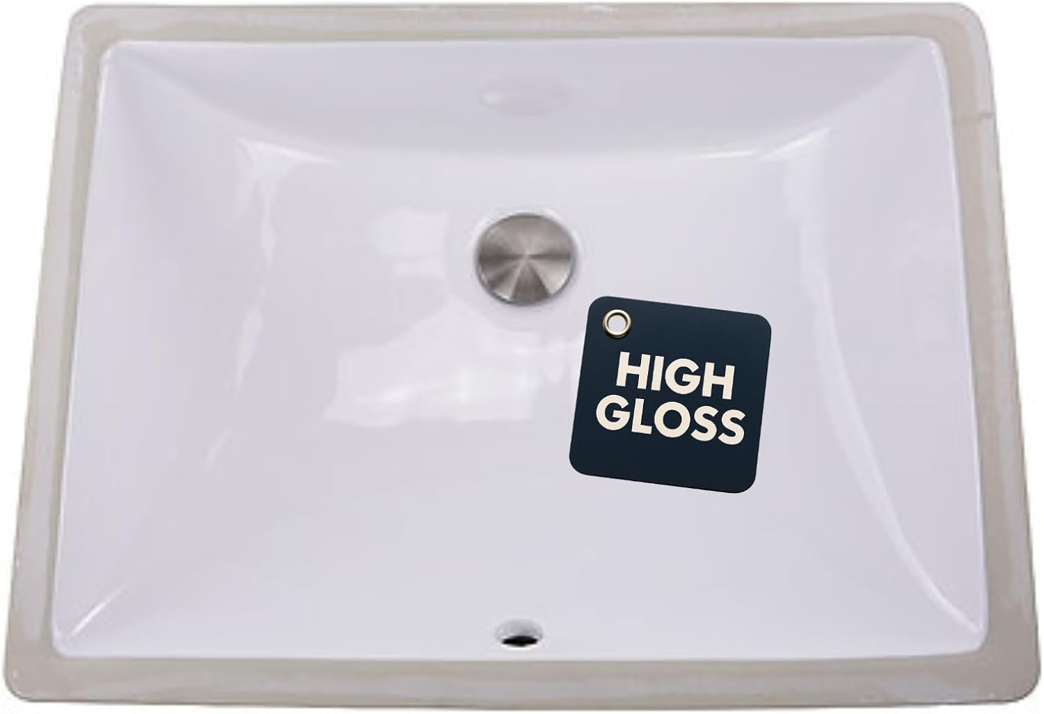 Nantucket Sinks Undermount Bathroom Sink – 18" x 13" Interior Rectangular Bowl, Ceramic Bath Sink for Vanity, w Overflow, High Gloss White Vitreous China, Scratch & Stain Resistant – UM-18x13-W