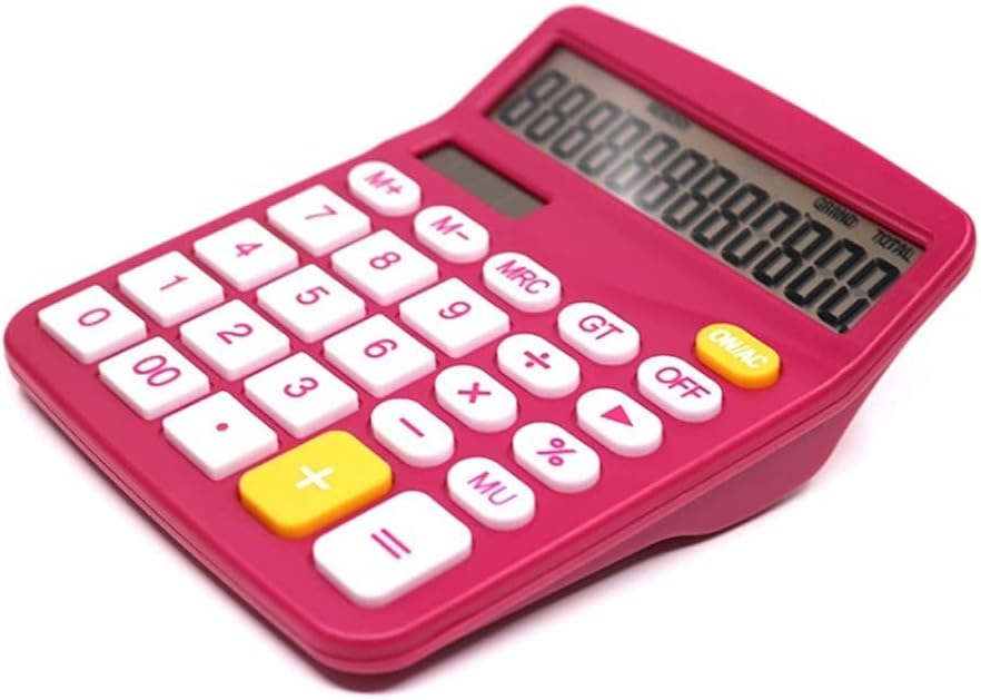 12 Digit Desk Calculator Large Buttons Financial Business Accounting Tool Rose Red Color for Office School