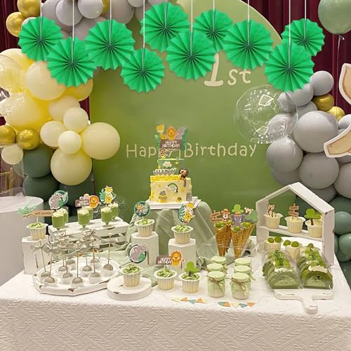 Decorações de festa verde, decorações de papel verde para festa, decorações de festa de tênis, leque