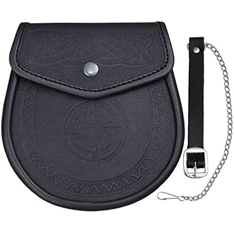 Celtic Embossed Leather Sporran Kilts Tradtional Scottish Wallet Smooth Finish Cover