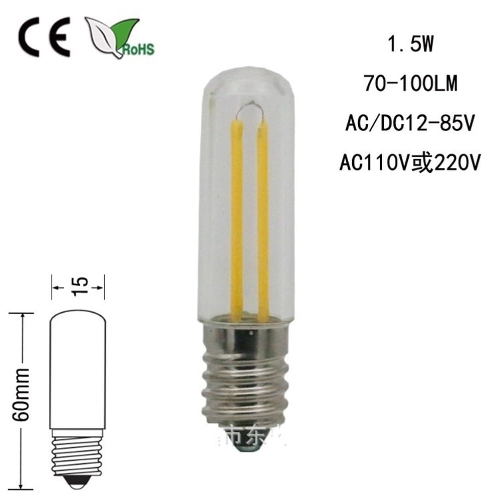 Fengyan Bombillas domésticas, Paquete de 50 Bombillas LED de filamento, 12 V CC, T15L, E14/E12, 1,5 W, for Techo. Iluminación doméstica(3000K Warm White,12V E14)