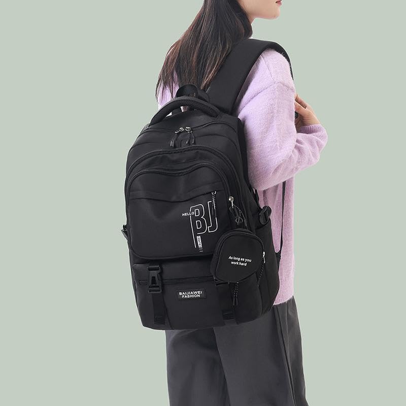 Image of TS WITH TECHSUN College Laptop Backpack for Women & Teens with Zipper Pouch | School Bag for Girls 13-14 Years | 18 Inch Book Backpack | Travel School Bag, Tuition, Coaching