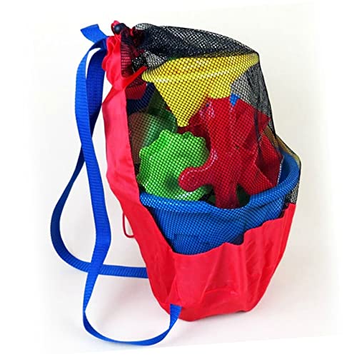 SUPVOX 1pc Large Capacity Mesh Bag for Beach Toys Snacks and Books Shoulder Strap Versatile Storage for Boys and Girls Red Color