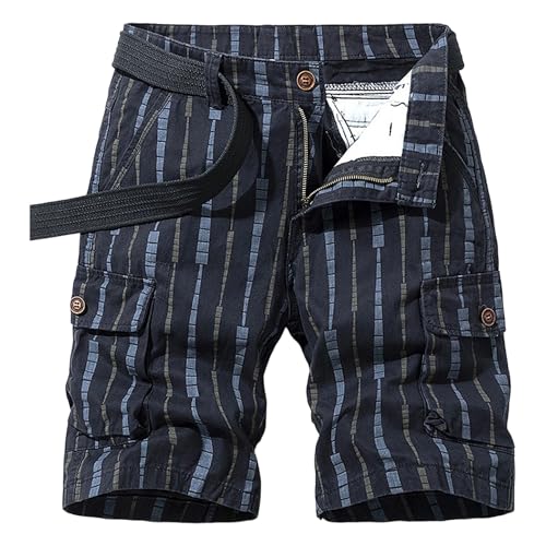 Pantalones cortos de trabajo a cuadros para hombre en sarga de algodón táctico