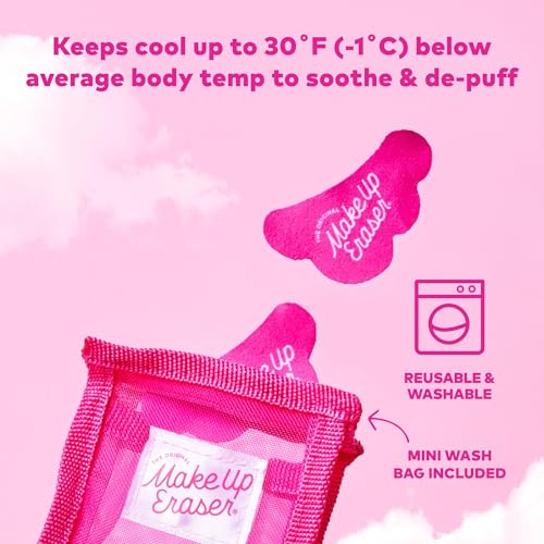 Image of Makeup Eraser Cooling Clouds Reusable Undereye Patches - Hydroactive Technology Mask Patch Pads for Tired Puffy Eyes and Wrinkles with Mini Washbag, Set of 2