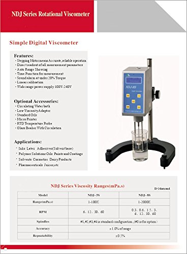 Viscosímetro rotativo NDJ-5S Digital Rotational Viscosity Meter Viscometer rotary visometer 100V-240V?1~1,000,000mPa.s Accuracy:+-1.0% reliable quality