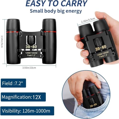Image of 30x60 Small Binoculars, Mini Plastic Binocular for Travel Camping | 30x60 Portable Mini Binoculars, Binoculars Telescope for Outdoor Camping Hiking Traveling