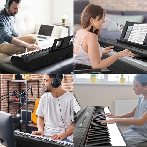 Image of 88-Key Digital Piano with Weighted Hammer Action, Full-Size Portable Electric Keyboard for Beginners & All Levels - Includes Stand, Headphones, Carrying Case & Power Adapter (Black)
