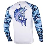 Palmyth Fishing Shirt for Men Long Sleeve Sun Protection UV UPF 50+ T-Shirts with Pocket (Wahoo and Rudder, Small)