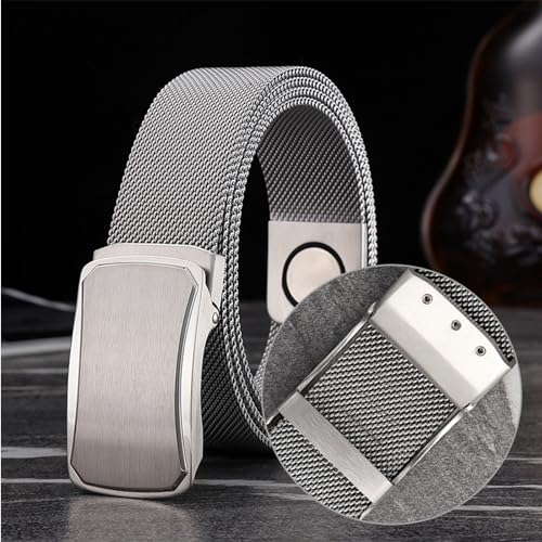 Mens Belts Stainless Steel, Metal Magnetic Braided Belt for Men with Stainless Steel Automatic Buckle2