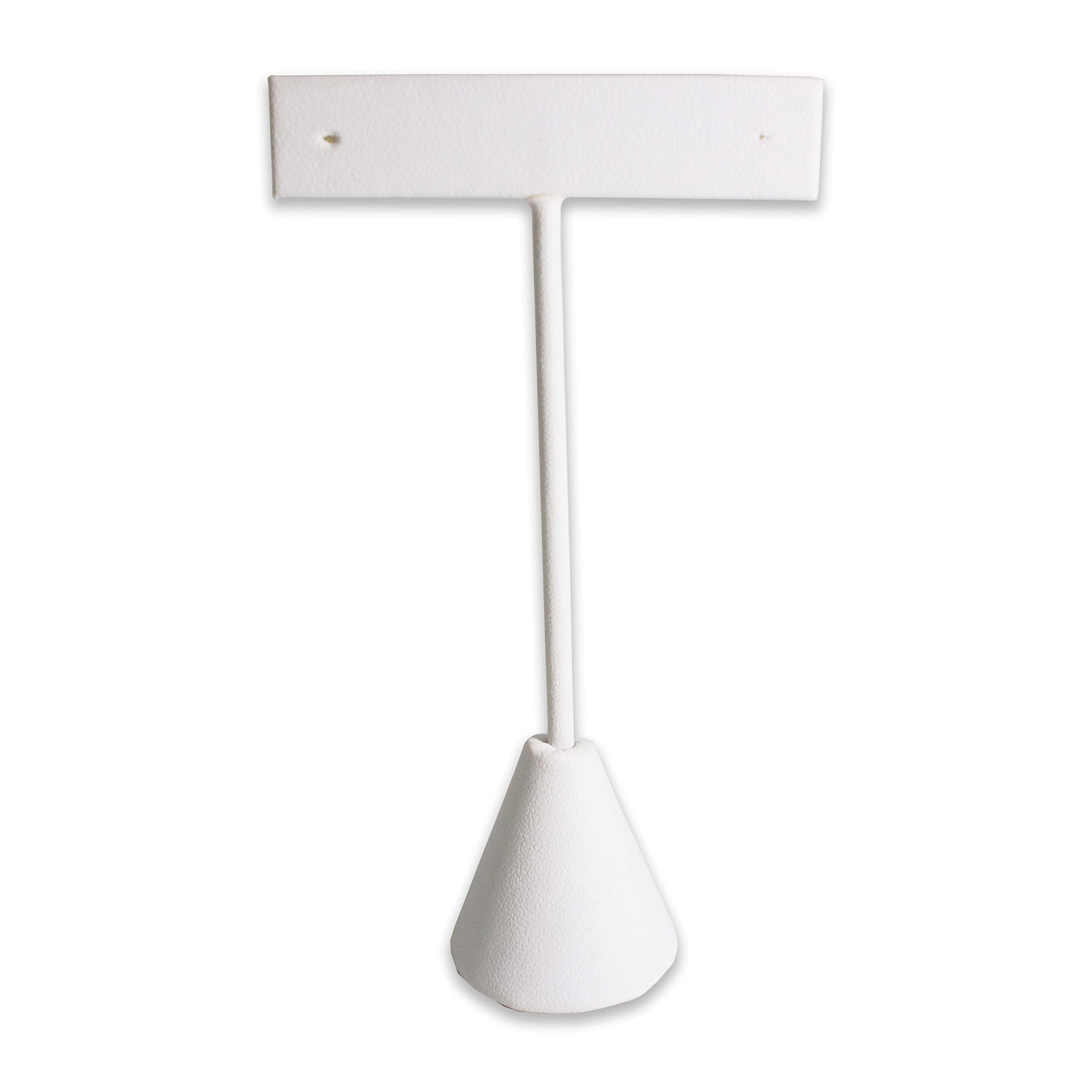 N'icePackaging 6-Pack White Leatherette Earring T-Stand Displays - 4.75" Tall Free-Standing Jewelry Showcase