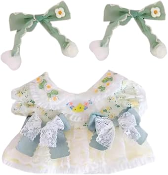 niannyyhouse 8in Doll Dress Up Headdress Dresses Flower Skirt Outfit 20cm Plushie Doll Clothes A-1