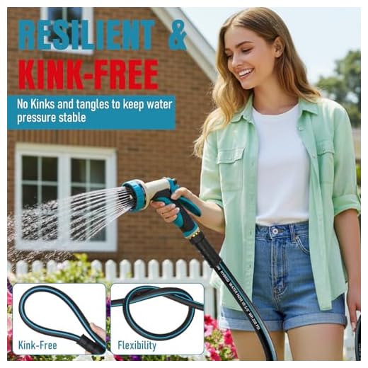 25ft Heavy Duty Flexible Garden Hose with Nozzle