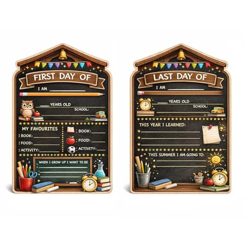 PUQGAOIP First Day of School Board First Day At School Gifts Back to School Board Double Sided Reusable Chalkboard Sign 20 x 30 cm for Back to School Photo Props Nursery Primary