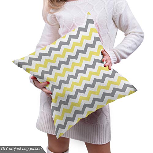 Image of Lunarable Geometric Fabric by The Yard, Horizontal Chevron Pattern Zigzag Endless Simplicity Design Print, Decorative Fabric for Upholstery and Home Accents, 2 Yards, Yellow Ecru