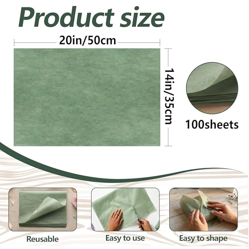 Image of Bobobag 100 Sheets Sage Green Tissue Paper 20 inchX14 inch Tissue Paper for Gift Bags, Gift Wrapping Tissue, Christmas Tissue Paper Anniversary Holiday Decoration Arts Craft