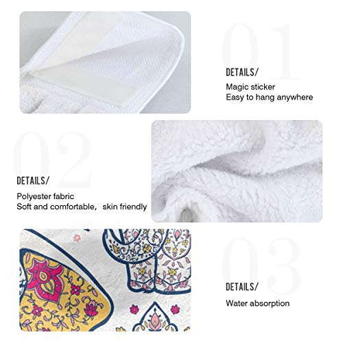 Kitchen Hand Towels Hanging Loop Mandala Elephant Super Absorbent Hand Dry Towels 12'' X 17'' Soft Dish Wipe Cloth For Home - 2 Count #TOP4