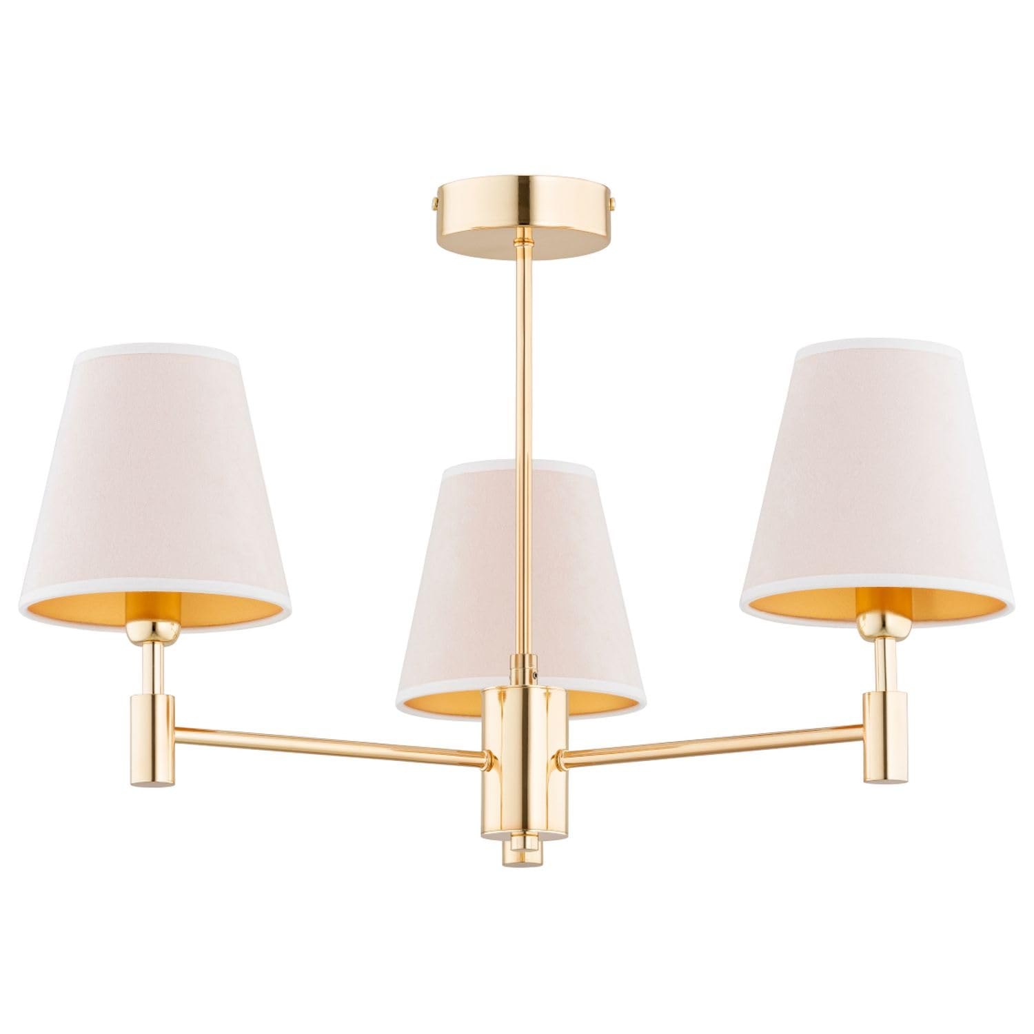 Licht-Erlebnisse Deckenlampe Modern Metall Stoff 3-flammig Weiß Gold elegant wohnlich blendarm E14 Wohnzimmer B:61 cm Deckenleuchte Schlafzimmer