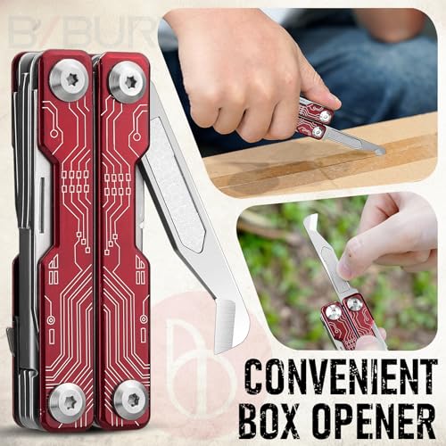 Image of BIBURY Mini Keychain Multitool Scissors BI2061R, 9 in 1 Multitool EDC Scissors with Screwdriver, Bottle Opener, Pocket Knife, Spring -Mini Multi Tool for Outdoor, Daily Use, Gifts for Men and Women