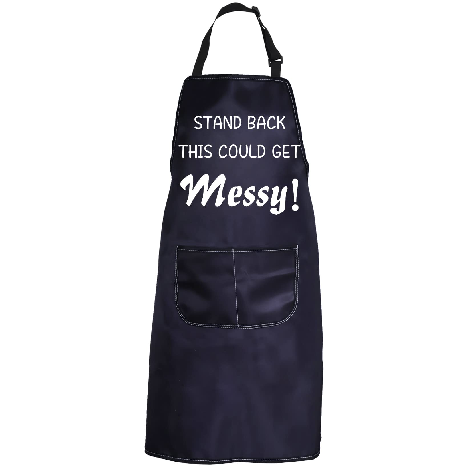 PXTIDY This Could Get Messy Funny Apron with Back Support Kitchen Apron for Grilling BBQ Kitchen Chef Gift, Black, 71*77 cm