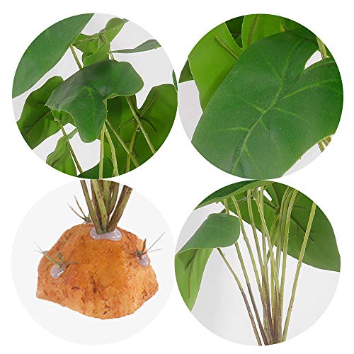 YOGURTCK Reptile Artificial Plants, Amphibian Habitat Hideout, Terrarium Decorations - Scindapsus