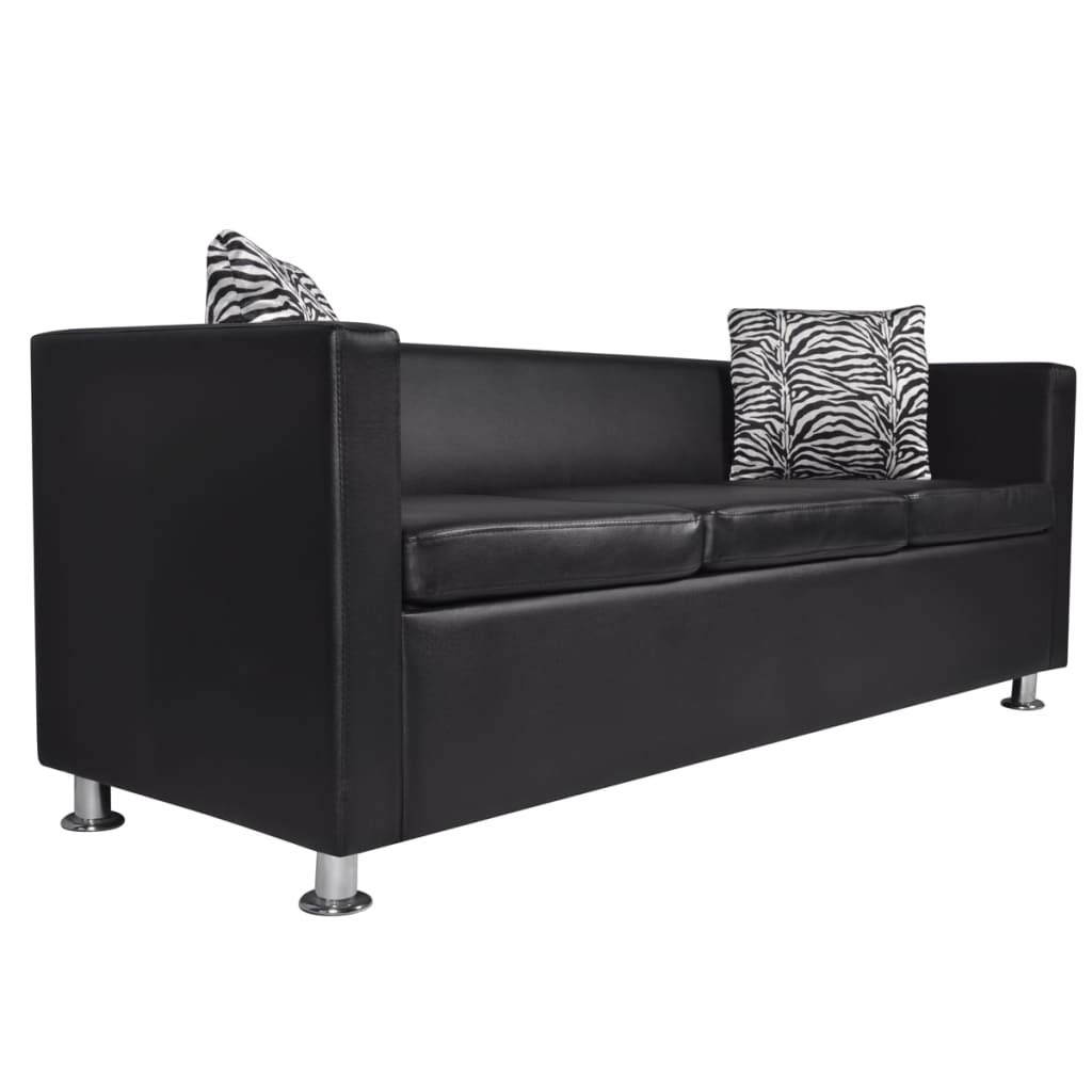 Conjunto de sofás de 2 y 3 plazas de Cuero Artificial Negro