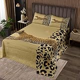 Homewish Tagesdecke mit Gepard 220 x 240 cm Boho Azteken Tierwelt Tagesdecke für Jungen Teenager Männer Wildtiere Leopardenmuster gesteppt afrikanisches Grasland Steppdecke Set Schlafzimmerdekoration