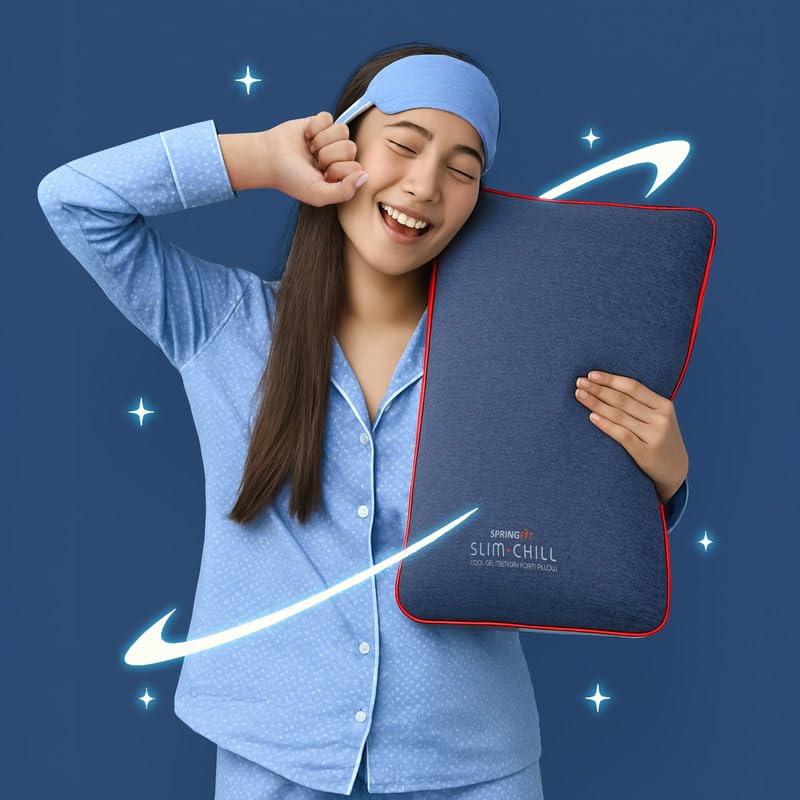 Springfit Slim Chill Cool Gel Memory Foam Pillow (17x26 Inch-Pack of 1) Blue - Image 2 thumbnail