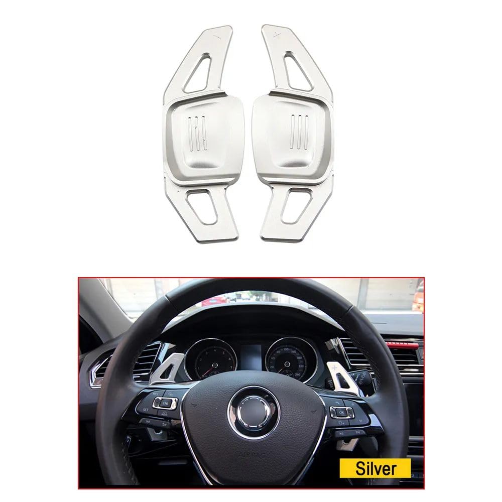 ontto Przedłużenie łopatki kierownicy pasuje do VW Golf 7 Alltrack MK7 Golf 8 MK8 Passat B8 Jetta MK6 Arteon 2013-2022 metalowe Shift Paddle Shifter srebrna