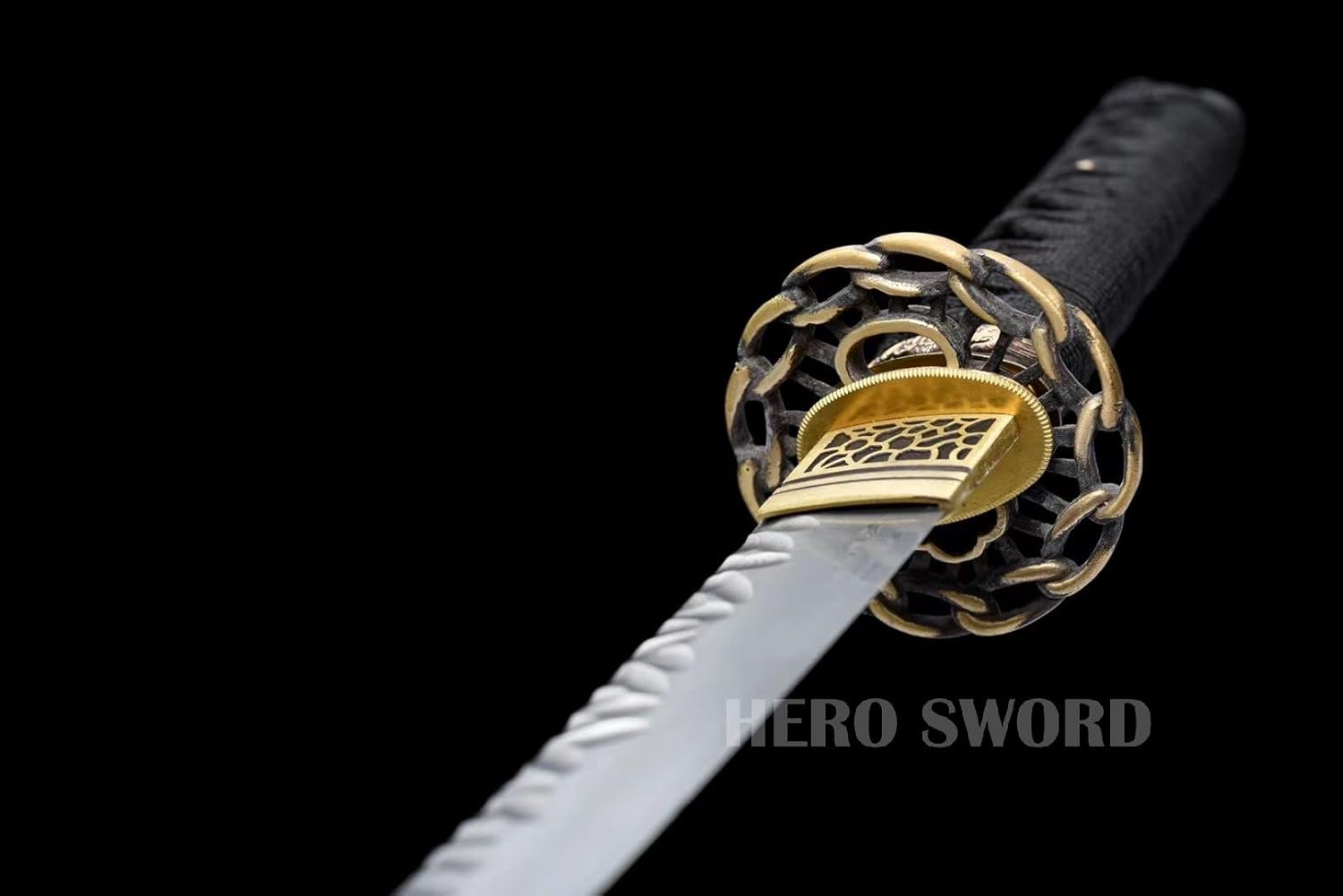 HERO SWORD-Handmade Damascus Folded Steel Stone Pattern Blade Tanto Full Tang Sharp Fighting Japanese Samurai Sword Copper Tsuba,Kashira