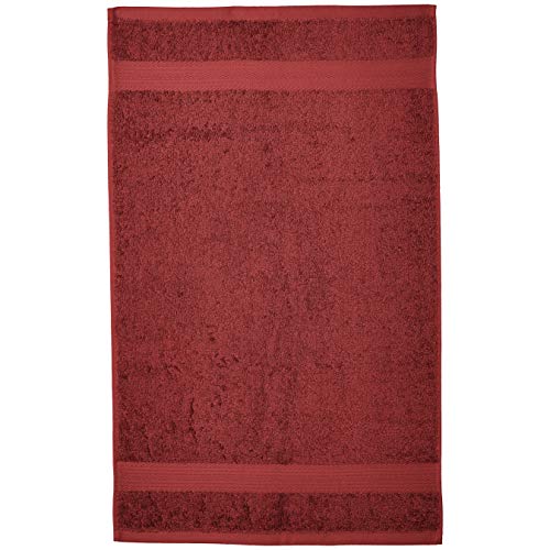 Image of Amazon Basics 6-Piece Fade-Resistant 100% Cotton Hand Towels for Bathroom, Soft Absorbent, 26 x 16 inches, Crimson