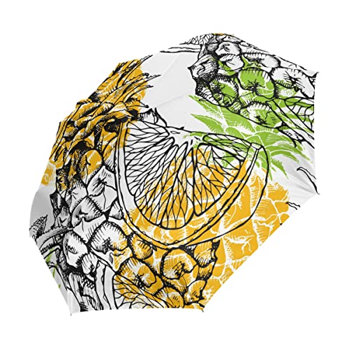Parapluie artistique ananas à ouverture automatique et finition haut de gamme