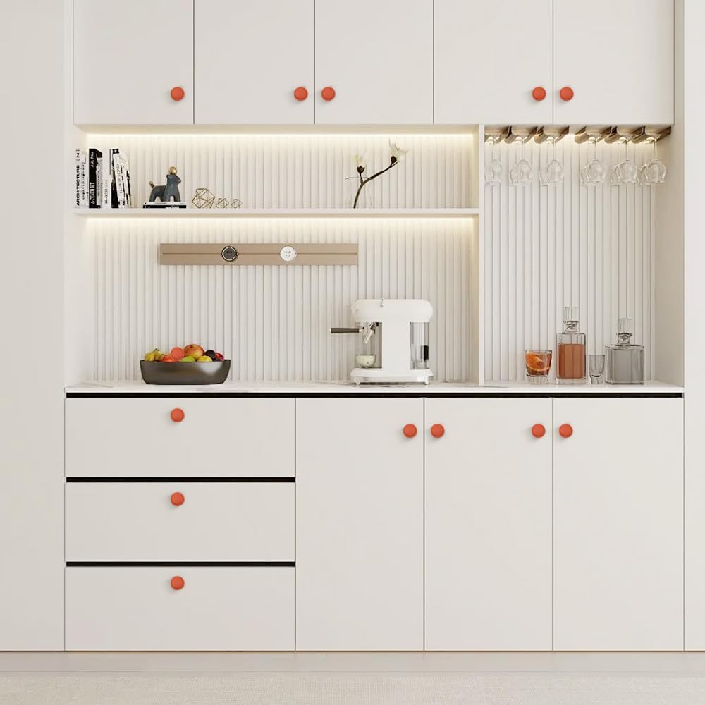 Brushed Bronze Solid Zinc Alloy Cabinet Knob 10 Pack Round Knurled Cabinet Handle Hardware Drawer Pulls (24, Soft-Touch Orange)