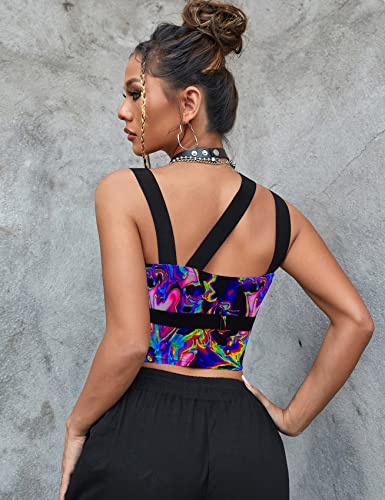 CYCLAMEN Women's Buckle Tank Tops Sleeveless Tube Crop Cami Tops Rave Gothic Punk Streetwear Shirt2